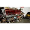 Image 2 : 3 INDUSTRIAL COUNTER HEIGHT SHELVING UNITS AND CONTENTS & PAIR OF ORANGE 40 COMPARTMENT PARTS