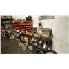Image 3 : 3 INDUSTRIAL COUNTER HEIGHT SHELVING UNITS AND CONTENTS & PAIR OF ORANGE 40 COMPARTMENT PARTS
