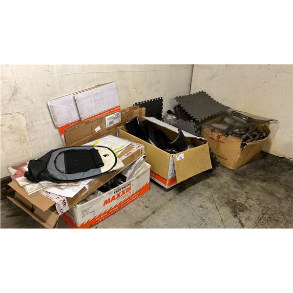 GROUP OF ASSORTED GO KART PARTS, FLOOR MATS & MISC ITEMS