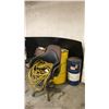 Image 2 : GROUP OF ASSORTED CHAIRS, EXTENSION CORD, METAL DRUMS & LARGE SHEET OF BLACK PLASTIC MATERIAL