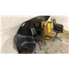 Image 3 : GROUP OF ASSORTED CHAIRS, EXTENSION CORD, METAL DRUMS & LARGE SHEET OF BLACK PLASTIC MATERIAL