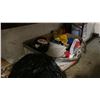 Image 6 : CONTENTS OF CORNER- MINI FRIDGE, OIL HEATER, CHAIRS, STOOLS, RACING HELMETS & MORE