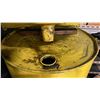 Image 5 : 2 LARGE BARRELS * ONE FULL, ONE HALF FULL- MAY CONTAIN OIL* & RED METAL OPEN TOP EMPTY BARREL