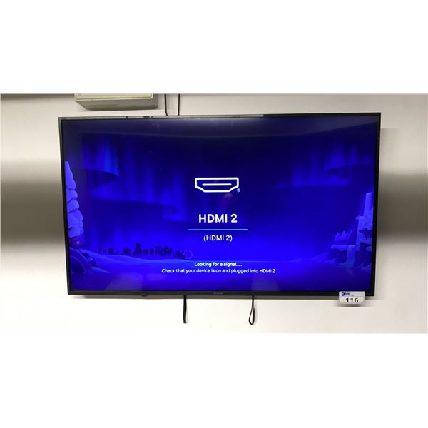 SHARP 55" SMART ROKU TV WITH WALL MOUNT *NO REMOTE*