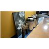 Image 1 : 4 STAINLESS STEEL COMMERCIAL TRASH CANS & 2 DECORATIVE VASE