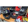 Image 4 : 3 RACING HELMETS, BOX OF FACE SHIELDS, RACING GLOVES, DARTS & SOCKS