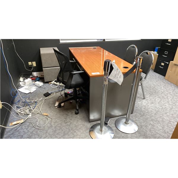 FURNITURE CONTENTS OF OFFICE- 2 DESKS, 2 FILING CABINETS, 3 CHAIRS *COMPUTERS NOT INCLUDED*