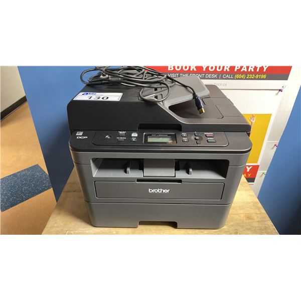 BROTHER DCP-L2550DW OFFICE PRINTER ON SMALL MOBILE 3 TIER TABLE CART