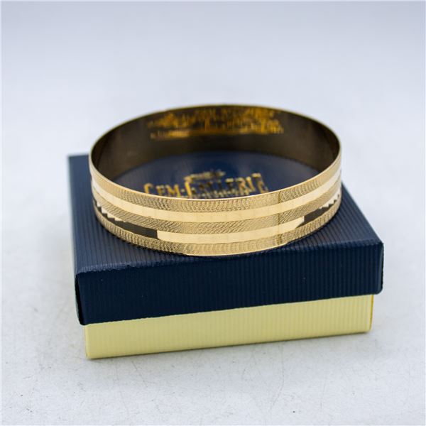VINTAGE 10K YELLOW GOLD SOLID FLAT BANGLE WITH