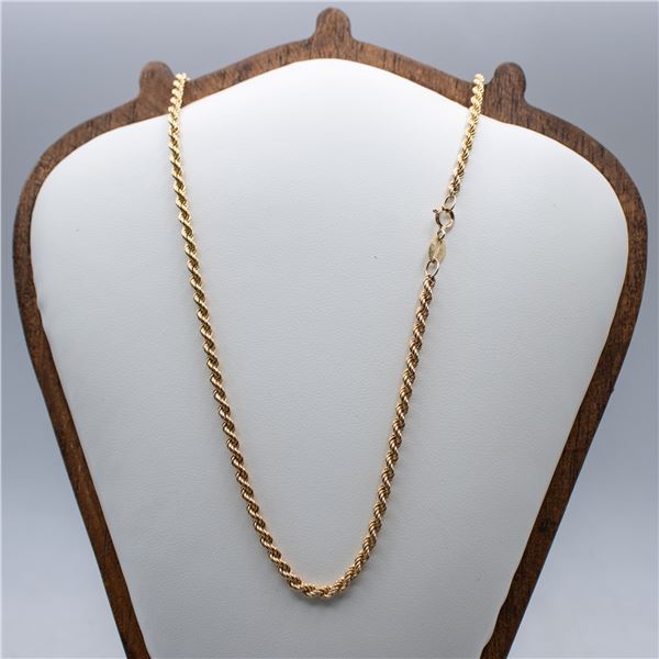 10K GOLD HIGH POLISH ROPE CHAIN 22" LONG 4.21 GRAM