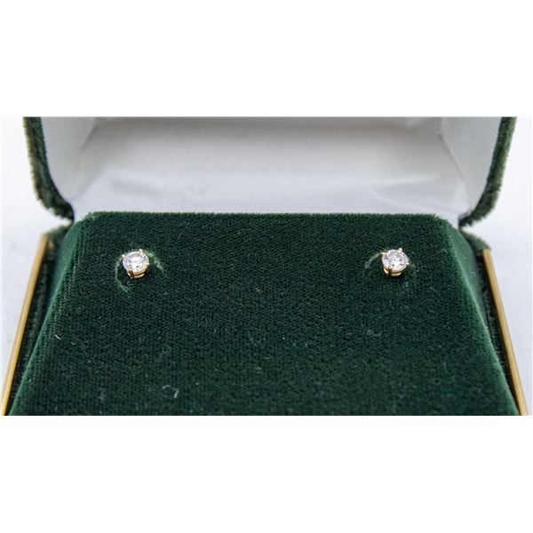 14K YELLOW GOLD ROUND BRILLIANT DIAMOND EARRINGS