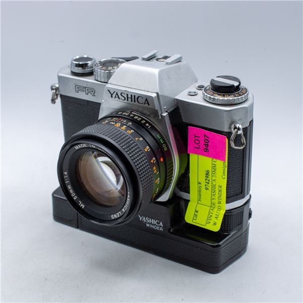 VINTAGE YASHICA 35MM CAMERA W AUTO WINDER