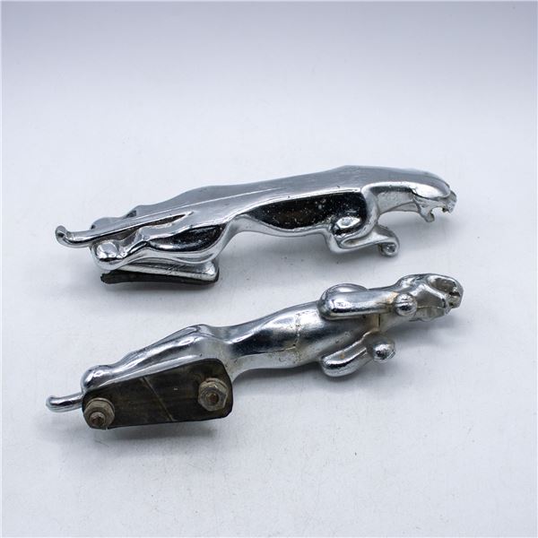 PAIR OF VINTAGE JAGUAR LEAPER HOOD ORNAMENTS