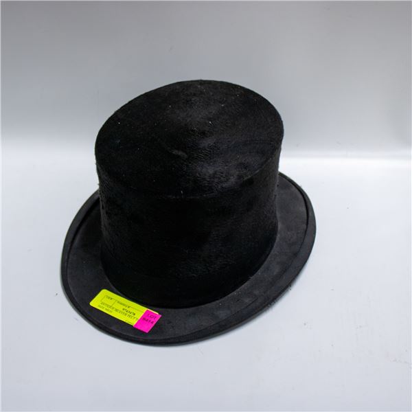 ANTIQUE BEAVER PELT TOP HAT SIZE MED