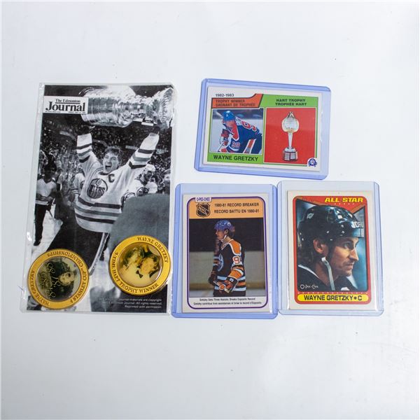 VINTAGE WAYNE GRETZKY CARDS & TOKEN COINS