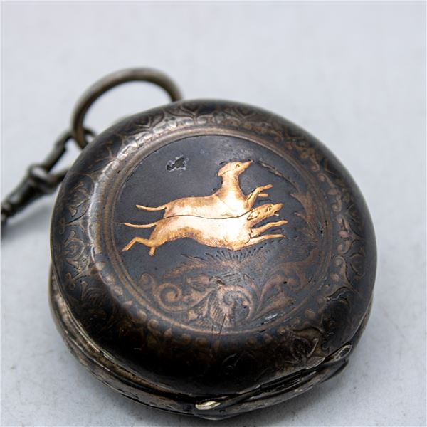 ANTIQUE SILVER HUNTING POCKET WATCH