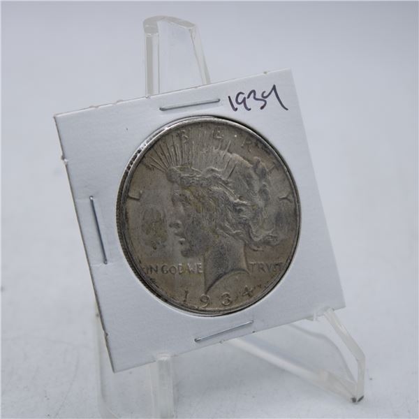 1934 US SILVER PEACE DOLLAR COIN