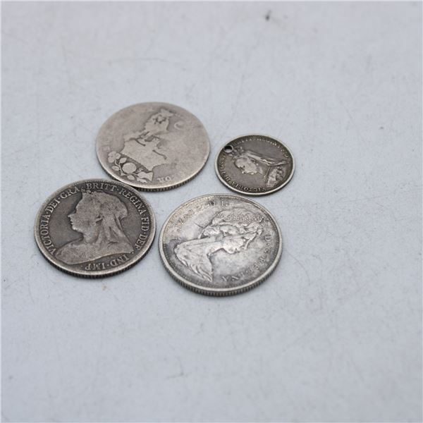 LOT OF 4 1800S UP SILVER COINS