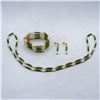 Image 1 : VTG BESPOKE BIRKS 14K GOLD JADE & PEARL 3 PC SET