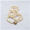 Image 3 : 14K GOLD 1 STRAND AKOYA PEARL & SAPHIRE FLOWER