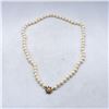 Image 4 : 14K GOLD 1 STRAND AKOYA PEARL & SAPHIRE FLOWER