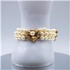 Image 1 : 14K GOLD 3 ROW AKOYA PEARL & SAPPHIRE BRACELET