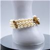 Image 2 : 14K GOLD 3 ROW AKOYA PEARL & SAPPHIRE BRACELET
