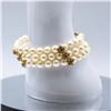 Image 3 : 14K GOLD 3 ROW AKOYA PEARL & SAPPHIRE BRACELET