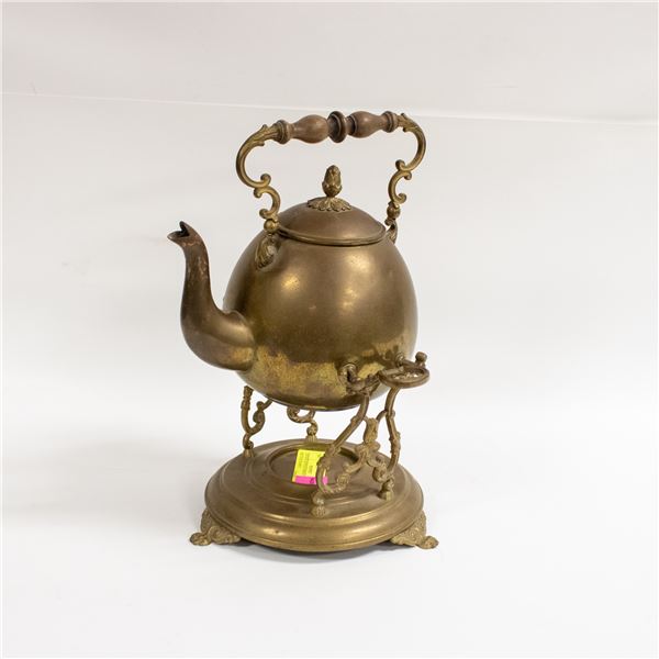 ESTATE ANTIQUE BRASS TILTING KETTLE/TEAPOT