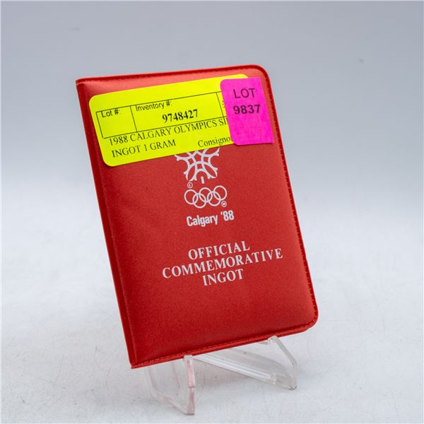 1988 CALGARY OLYMPICS SILVER INGOT 1 GRAM