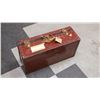 Image 4 : VINTAGE RED STEAMER TRUNK RED W/ BLACK STRAPS AND