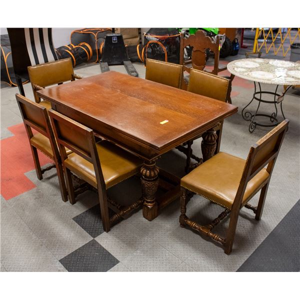ANTIQUE RIDPATH JACOBEAN REVIVAL OAK DINING SUITE