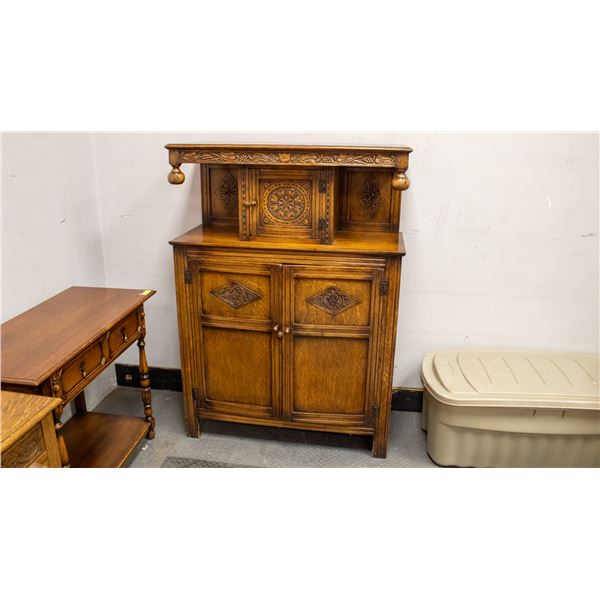 ANTIQUE RIDPATH JACOBEAN REVIVAL CARVED OAK COURT