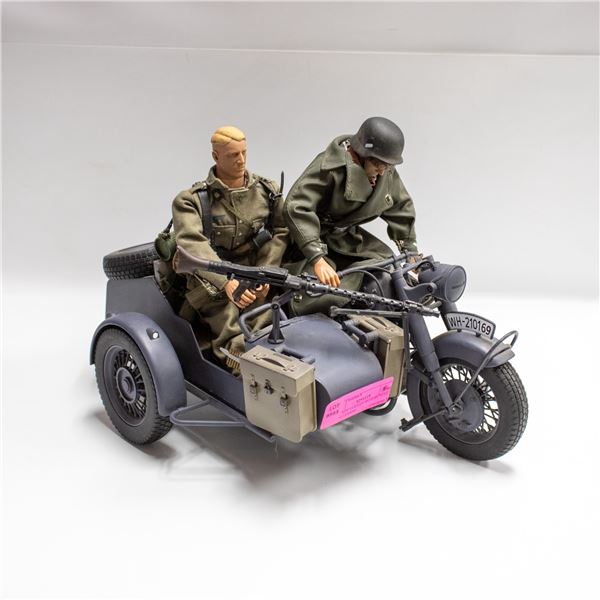 VINTAGE GERMAN MOTORCYCLE WITH 2 RIDERS
