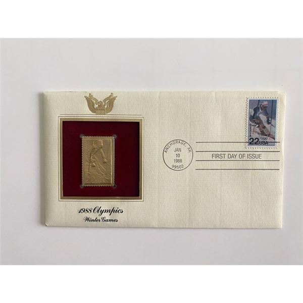 1988 Olympics: Winter Games Gold Stamp Replica First Day Cover