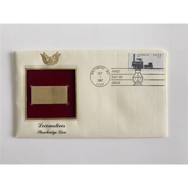 Locomotives: Stourbridge Lion Gold Stamp Replica First Day Cover