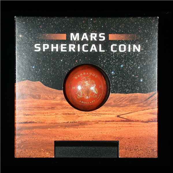Barbados 2021 Five Dollar Mars Spherical Coin