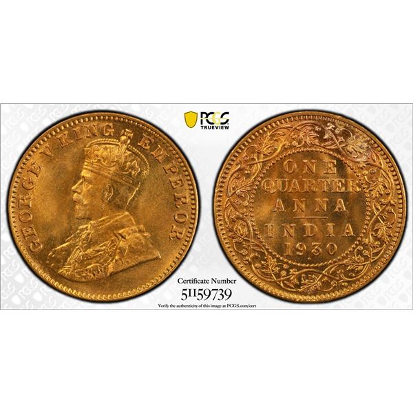 India 1930 Quarter Anna, PCGS MS-65