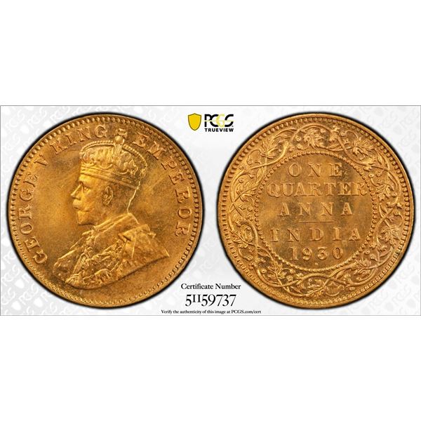 India 1930 Quarter Anna, PCGS MS-66
