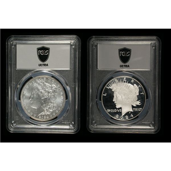 United States 2024 Peace & Morgan Silver Dollar Pair, PCGS