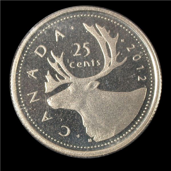 2012 Twenty-five Cents Proof Caribou, Non-Magnetic Planchet