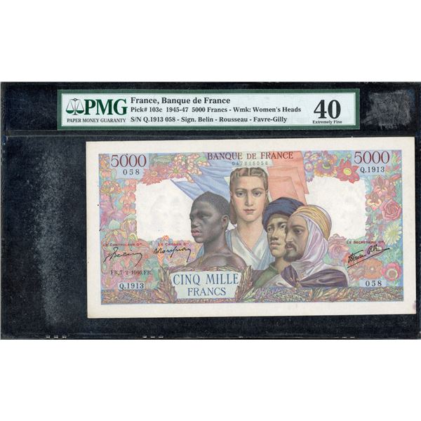 France Five Thousand Francs 1946