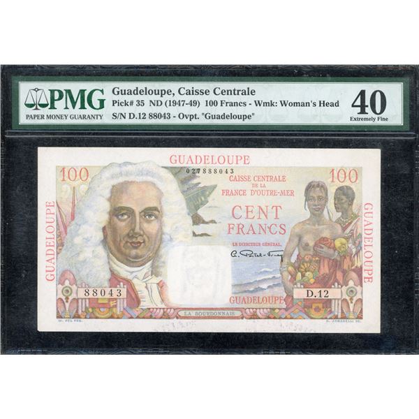 Guadeloupe One Hundred Francs, 1947-49