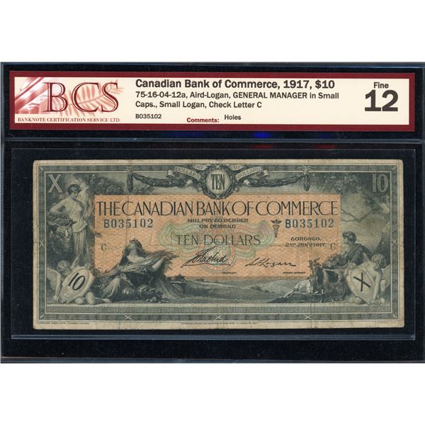 Canadian Bank of Commerce Ten Dollars 1917