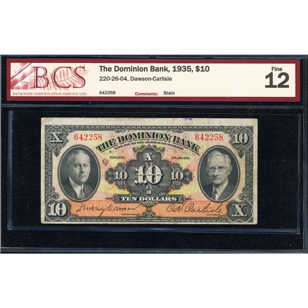 Dominion Bank Ten Dollars 1935