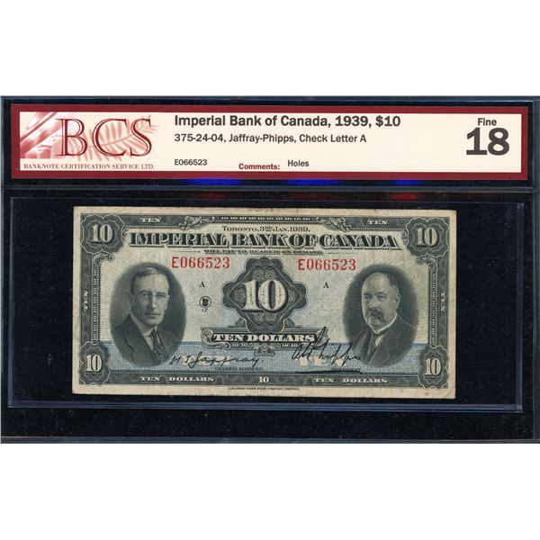 Imperial Bank Ten Dollars 1939