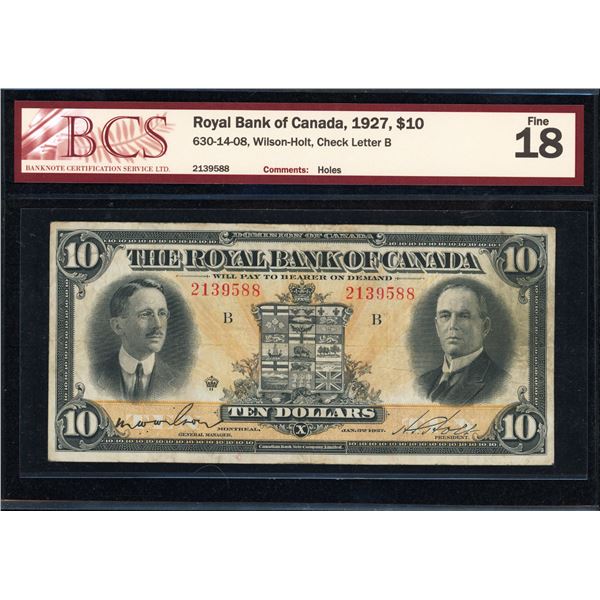 Royal Bank Ten Dollars 1927