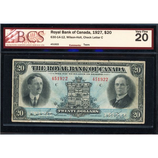 Royal Bank Twenty Dollars 1927
