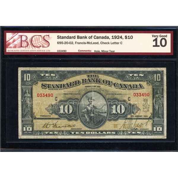 Standard Bank of Canada Ten Dollars 1924, Francis