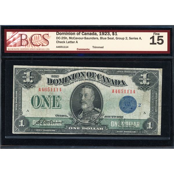 Dominion of Canada One Dollar 1923, Blue Seal